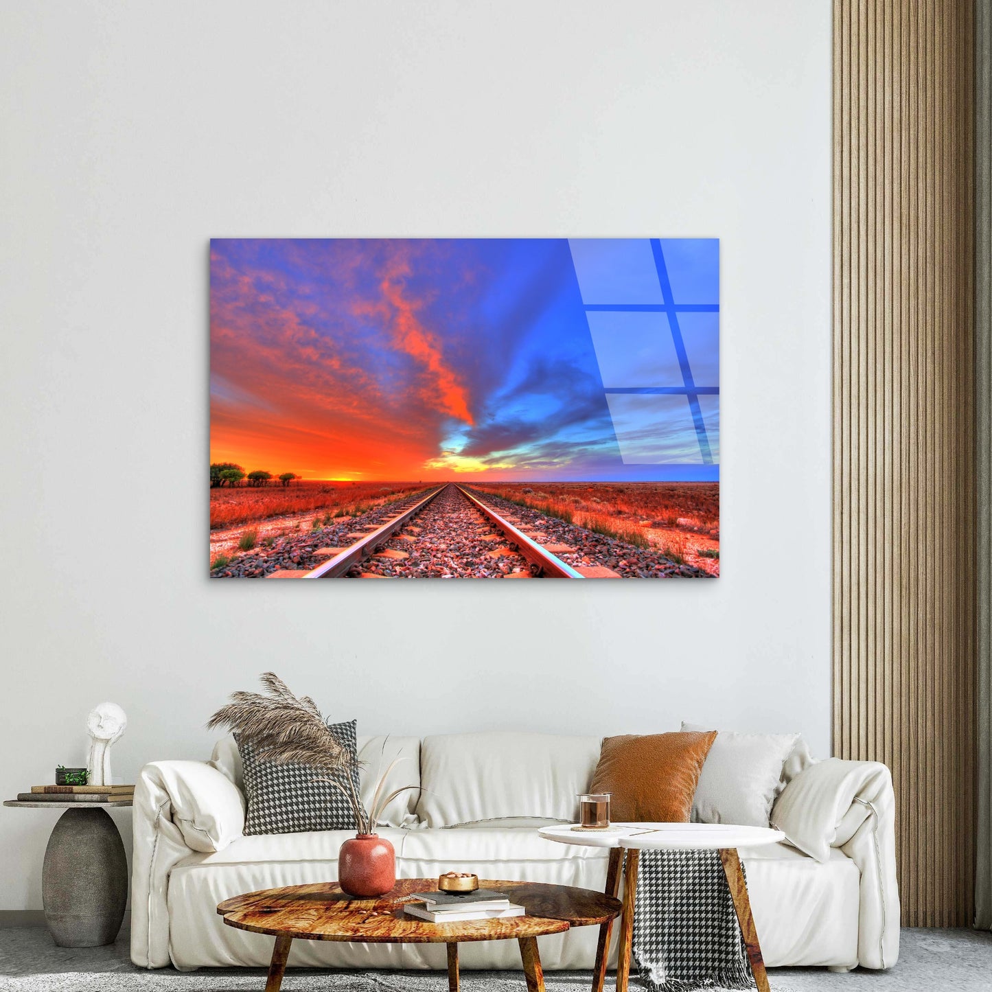 Trans Australian Railway Sunset Desert Acrylic Glass Printing Wall Art Australian Made Quality