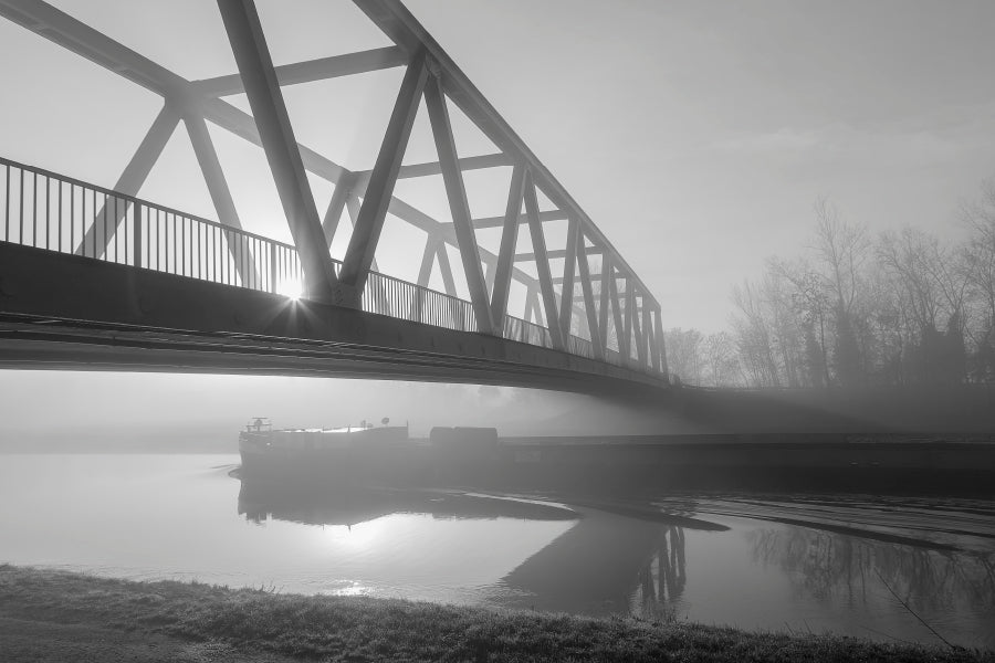 Bridge Over the Mittel land Canal in The Morning Fog Home Decor Premium Quality Poster Print Choose Your Sizes - Bella Home Decor