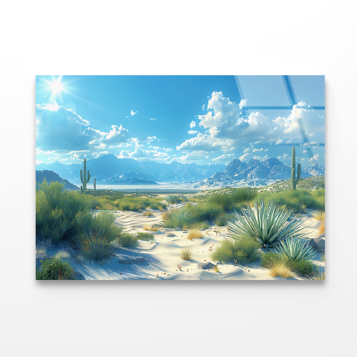 Plants under a Cloudy Sky with Mountains Acrylic Glass Print Tempered Glass Wall Art 100% Made in Australia Ready to Hang - Bella Home Decor