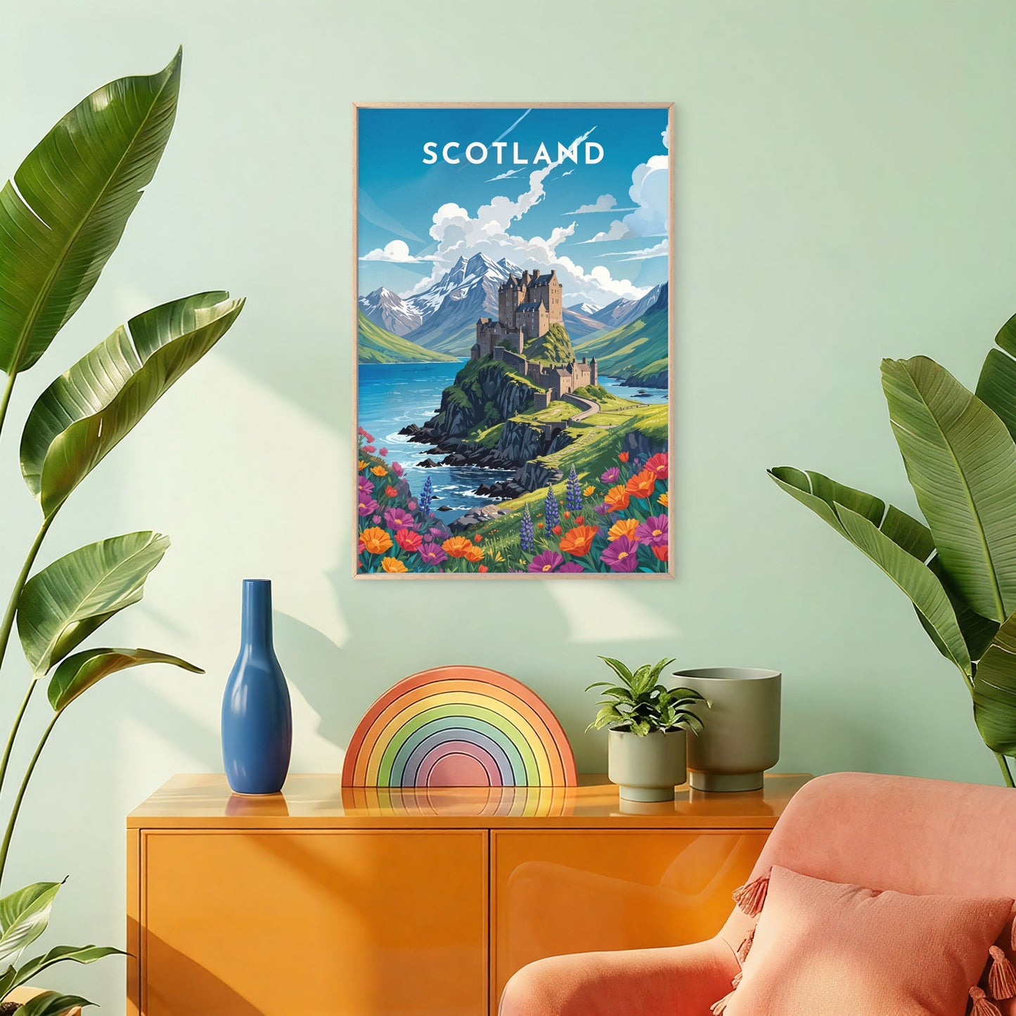 Eilean Donan Castle Scotland Highlands Travel Poster Print Wall Art