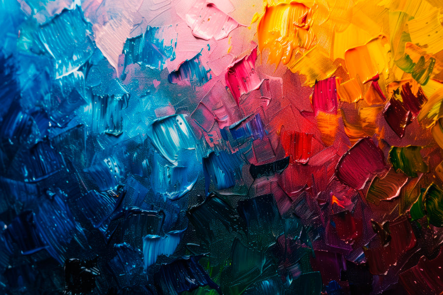 Colorful Abstract Oil Painting Acrylic Glass Print Tempered Glass Wall Art 100% Made in Australia Ready to Hang - Bella Home Decor