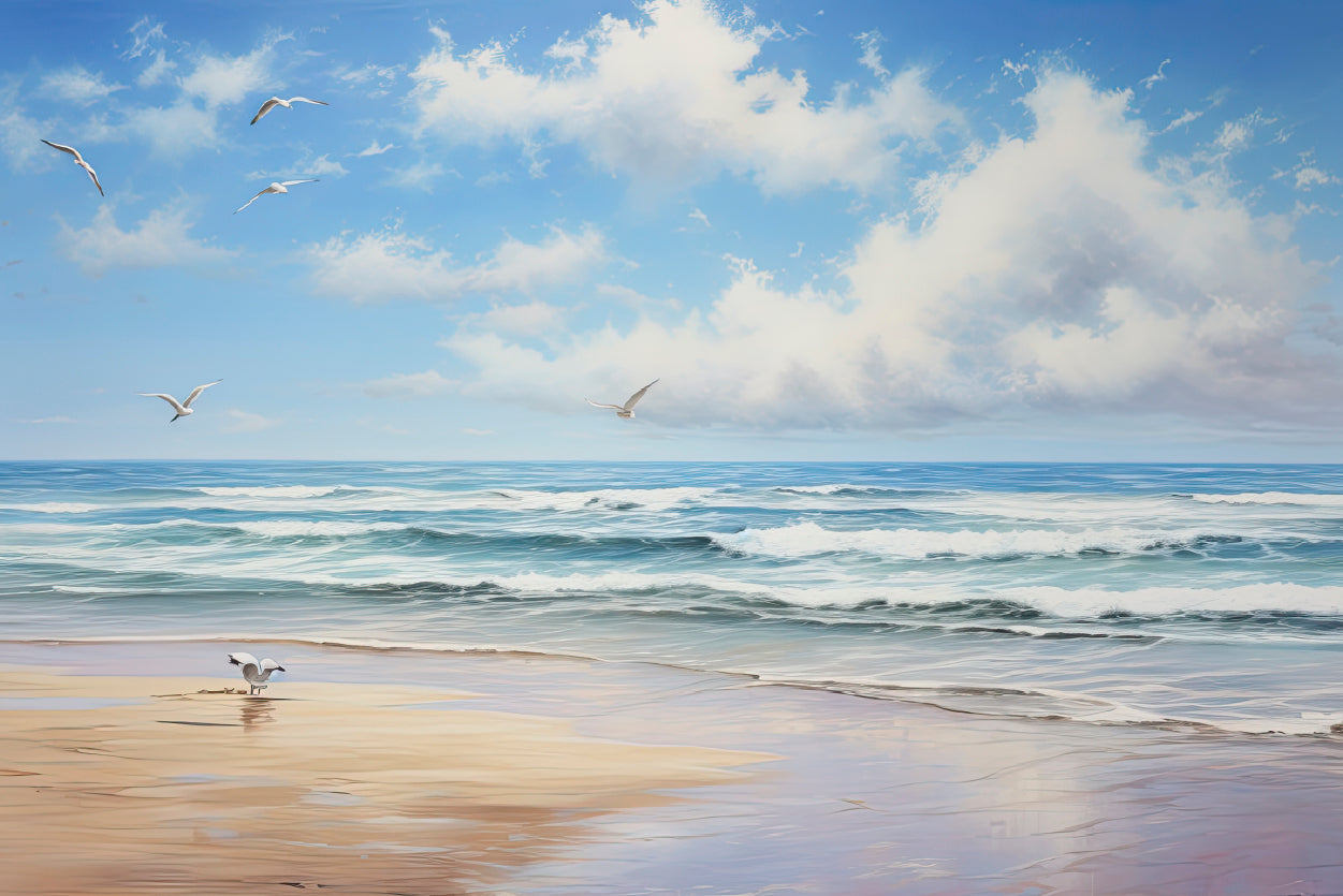 View of Birds Flying Over a Beach Home Decor Premium Quality Poster Print Choose Your Sizes - Bella Home Decor