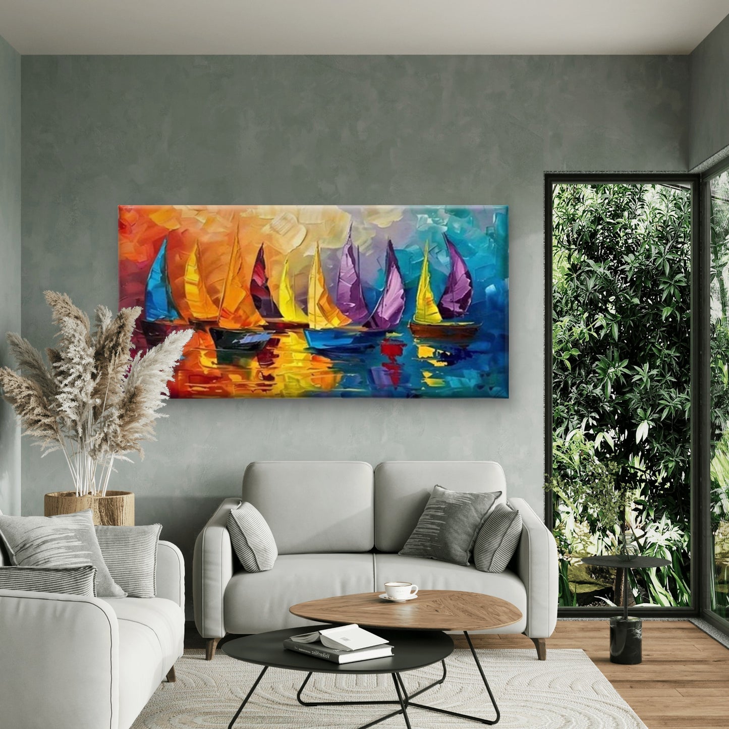 Nautical Boat Stormy Sea Wall Art Canvas Office Home Room Framed 120x60cm