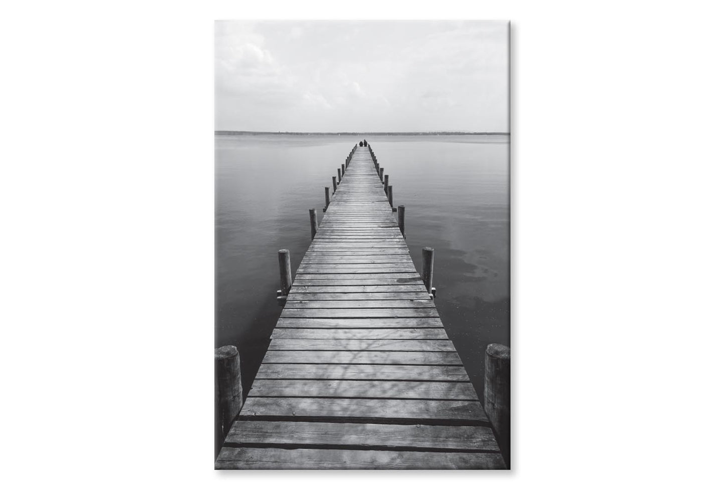 Wooden Pier On Lake B&W View Wall Art Decor 100% Australian Made - Bella Home Decor