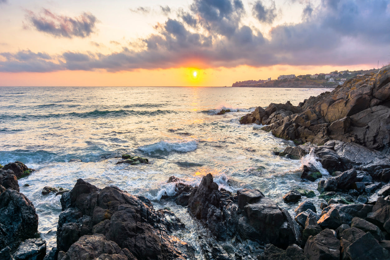 View of Coast of the Ocean at Sunset Home Decor Premium Quality Poster Print Choose Your Sizes - Bella Home Decor
