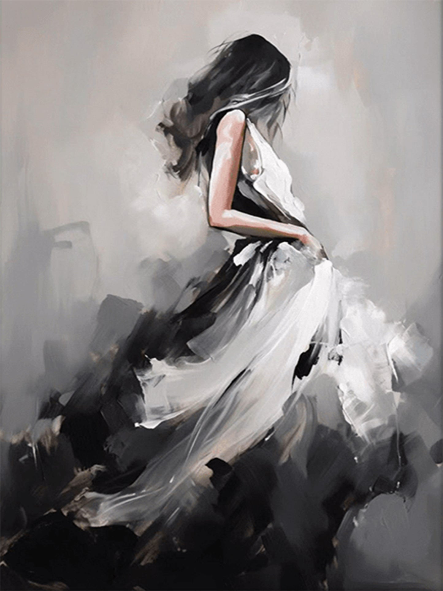Woman in Black and White Dress Art Fashion Home Decor Premium Quality Poster Print Choose Your Sizes - Bella Home Decor
