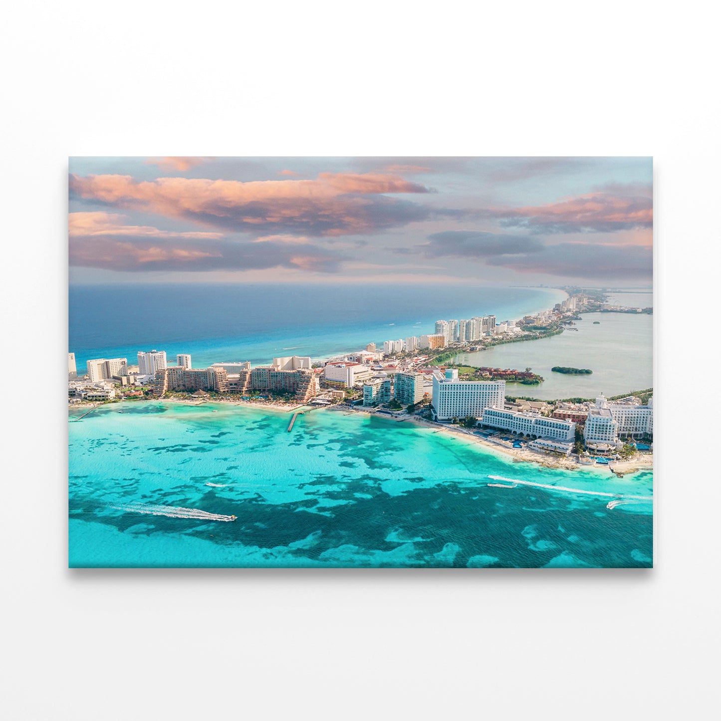 Hotels in Cancun Hotel Zone at Sunset Wall Art Decor 100% Australian Made - Bella Home Decor