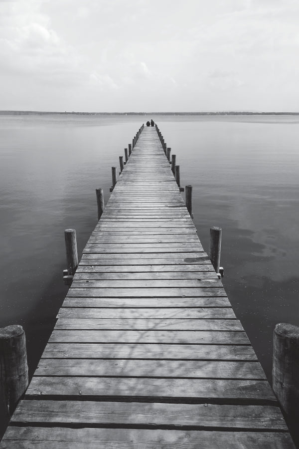 Wooden Pier On Lake B&W View Home Decor Premium Quality Poster Print Choose Your Sizes - Bella Home Decor