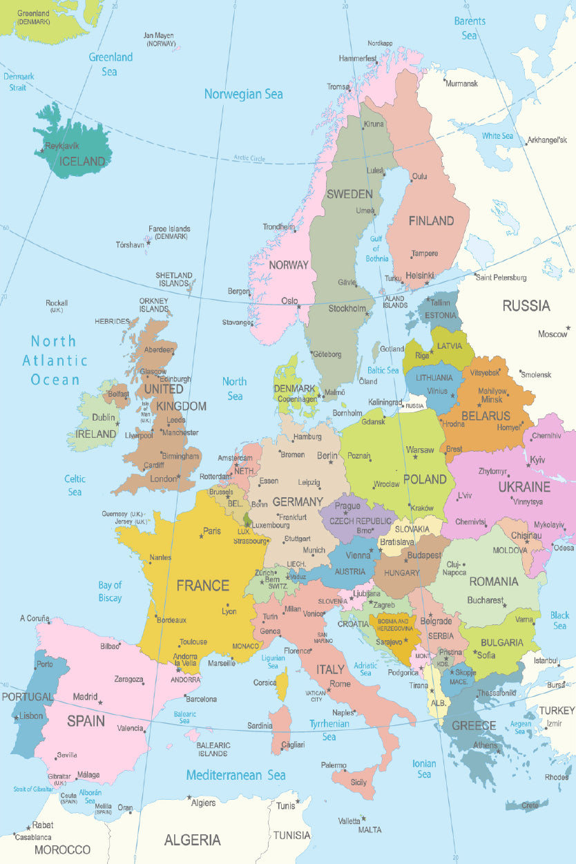 Europa Highly Detailed Map Home Decor Premium Quality Poster Print Choose Your Sizes - Bella Home Decor