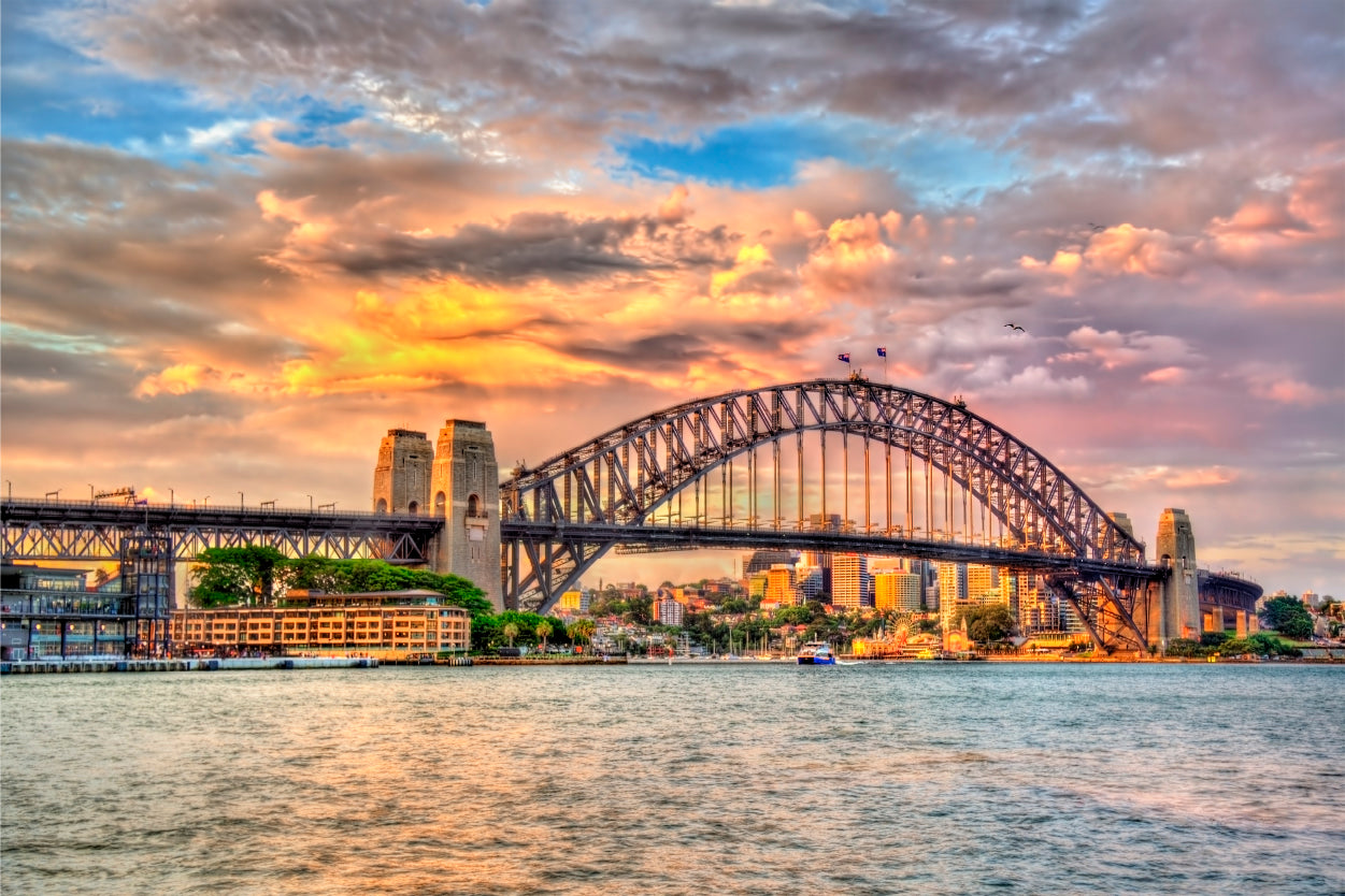 Sydney Harbour Bridge Sunset New South Wales Wall Art Decor 100% Australian Made