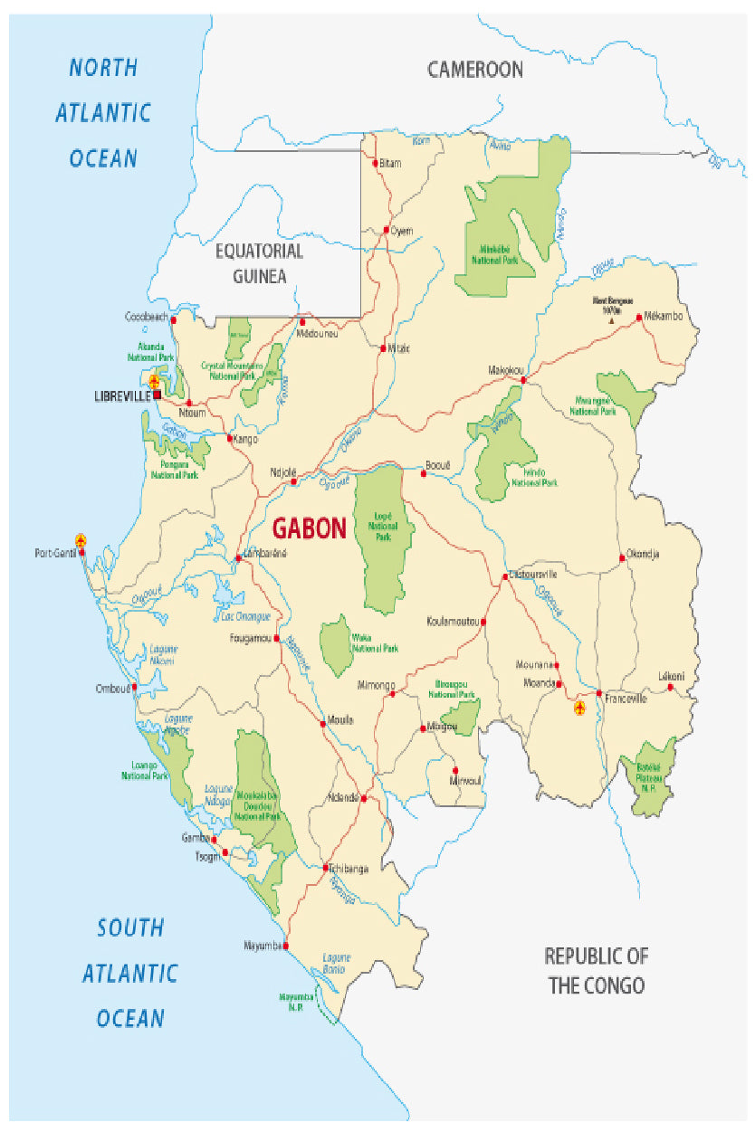 Gabon Road Map Home Decor Premium Quality Poster Print Choose Your Sizes - Bella Home Decor