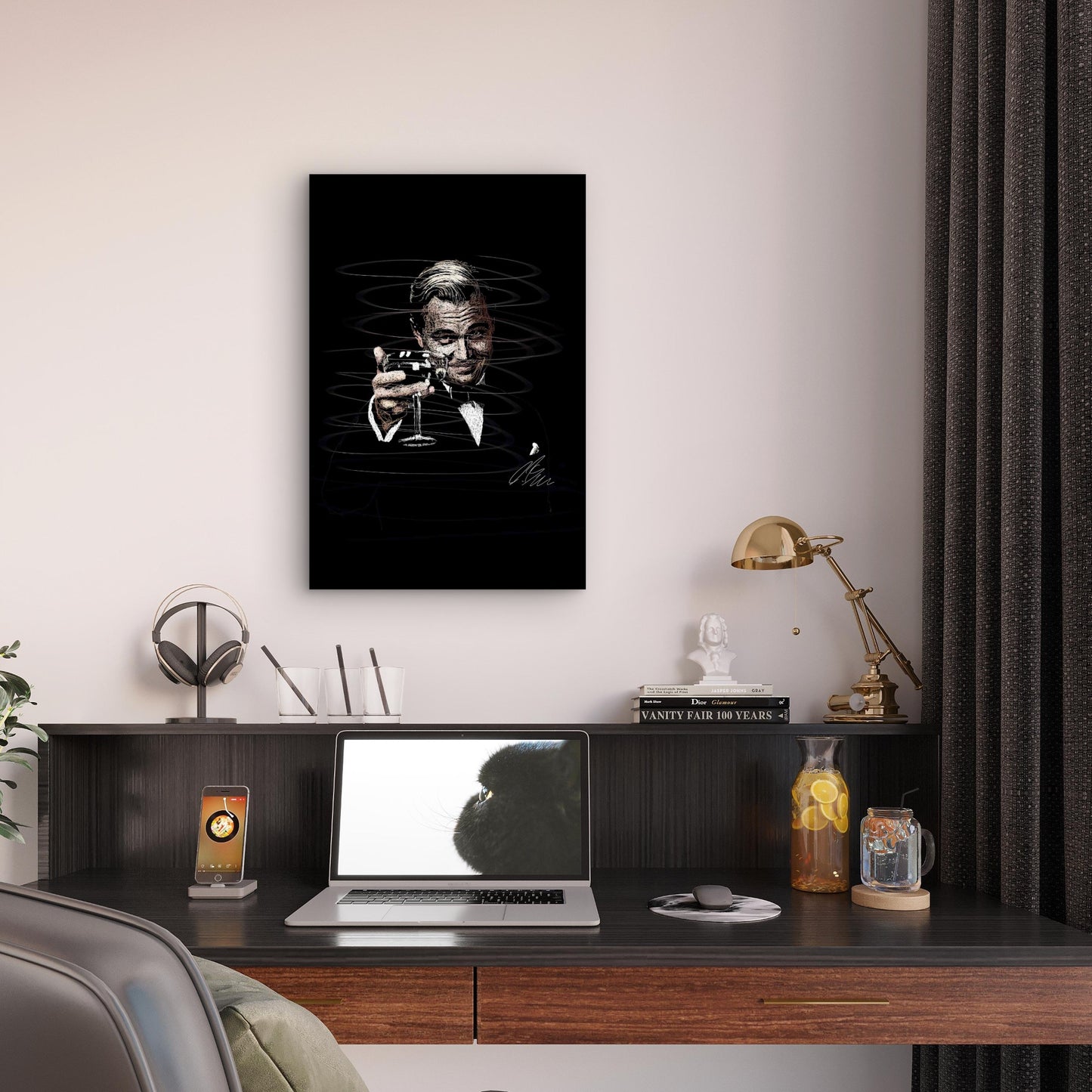 Dapper Champagne Toast Sketch 40x60cm Metal Print Ready to Hang
