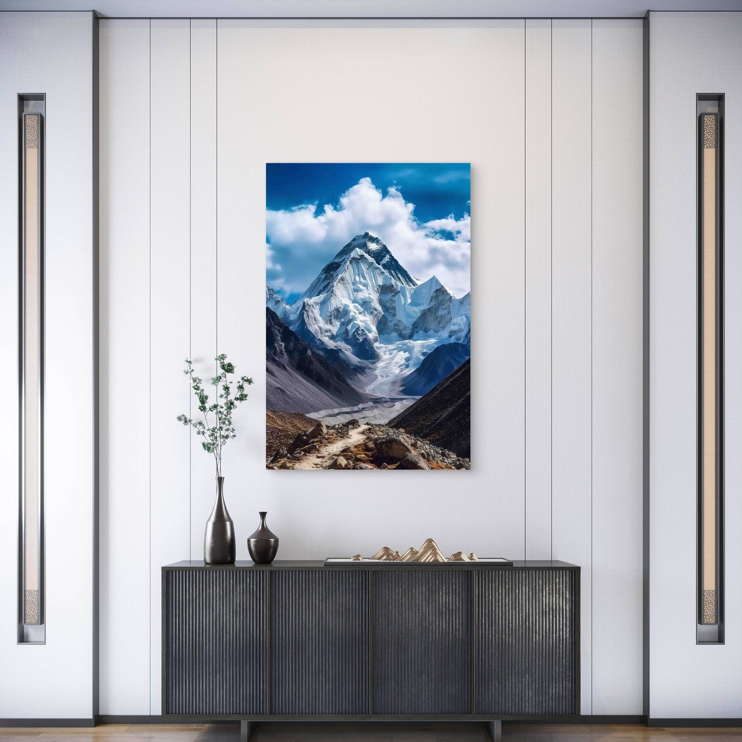 Mount Everest From Rocky Ground 40x60cm Metal Print Ready to Hang
