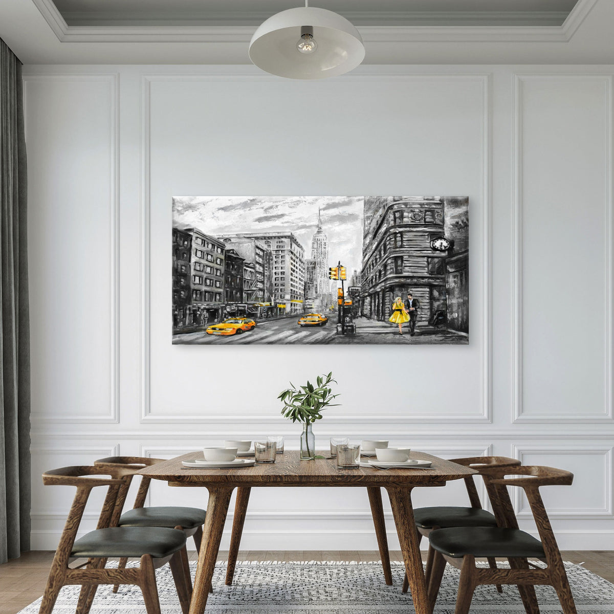 New York Yellow Cab Empire State Wall Art Canvas Office Home Framed 120x60cm