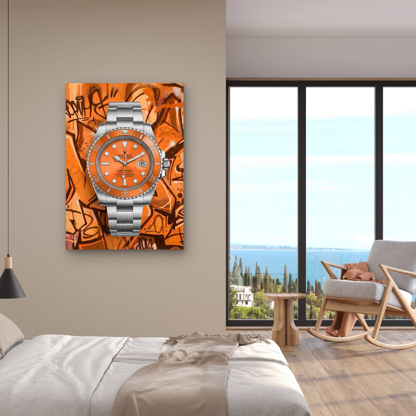 Silver Wrist watch Graffit Street 40x60cm Metal Print Ready to Hang