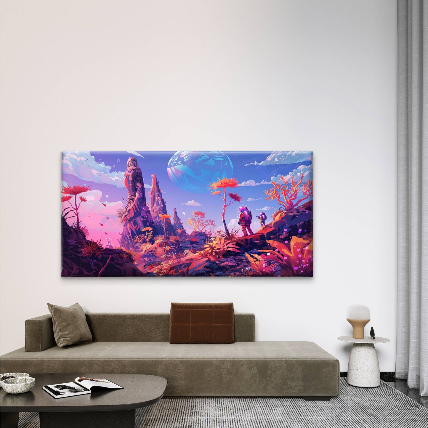 Journey Through An Alien World Wall Art Canvas Office Home Room Framed 120x60cm