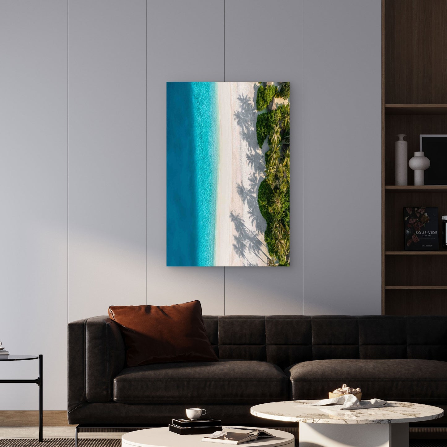 Cerulean Waters And Palm Tree Shadows 40x60cm Metal Print Ready to Hang