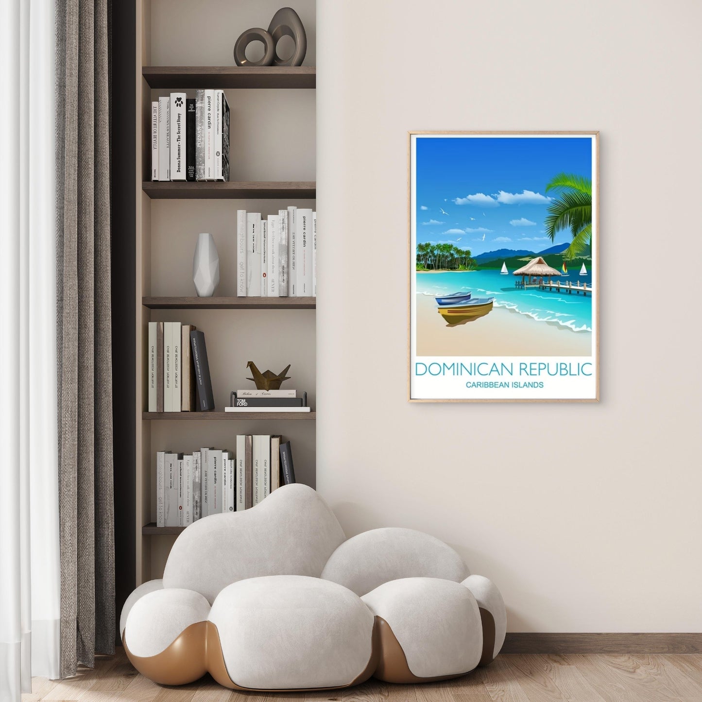 Iconic Paradise Beach Tropical Coastline Dominican Republic Caribbean Islands Travel Poster Print Wall Art