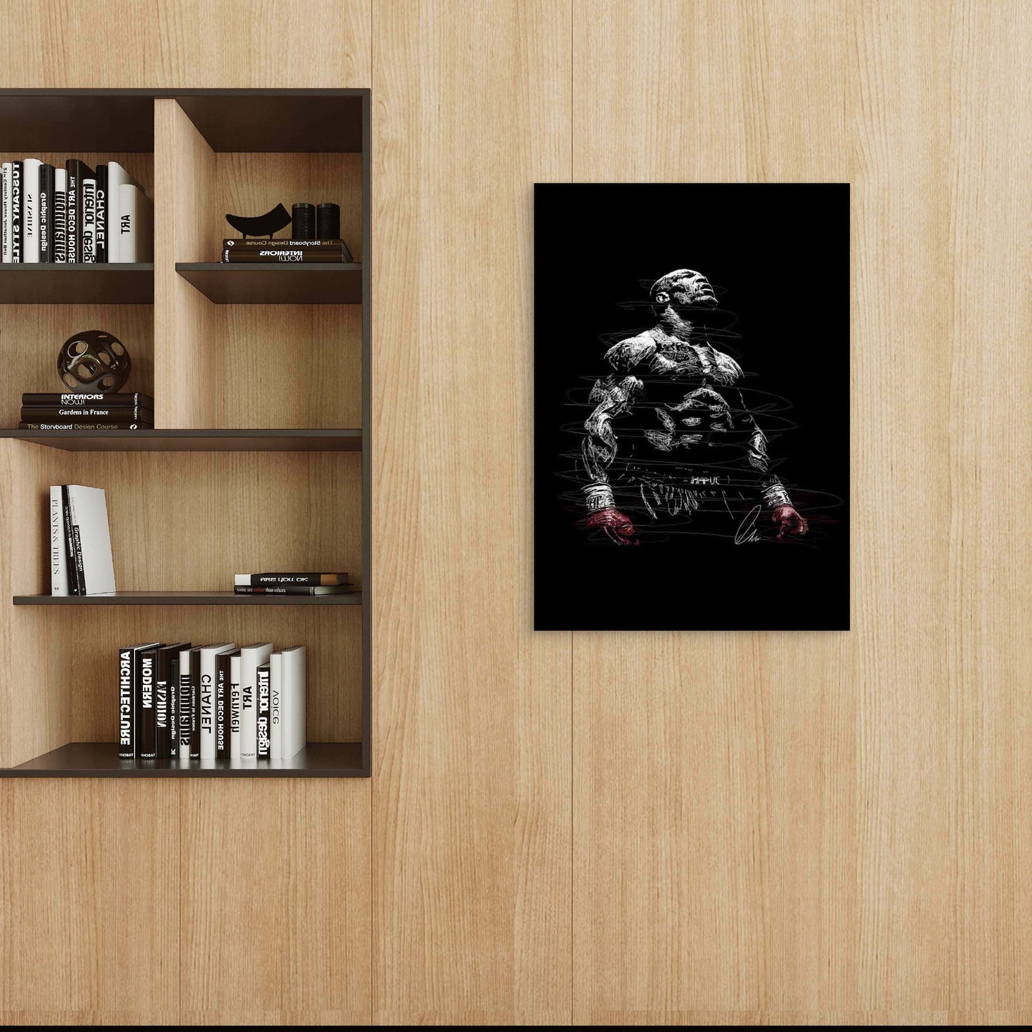 Muscular Boxer With Red Gloves 40x60cm Metal Print Ready to Hang