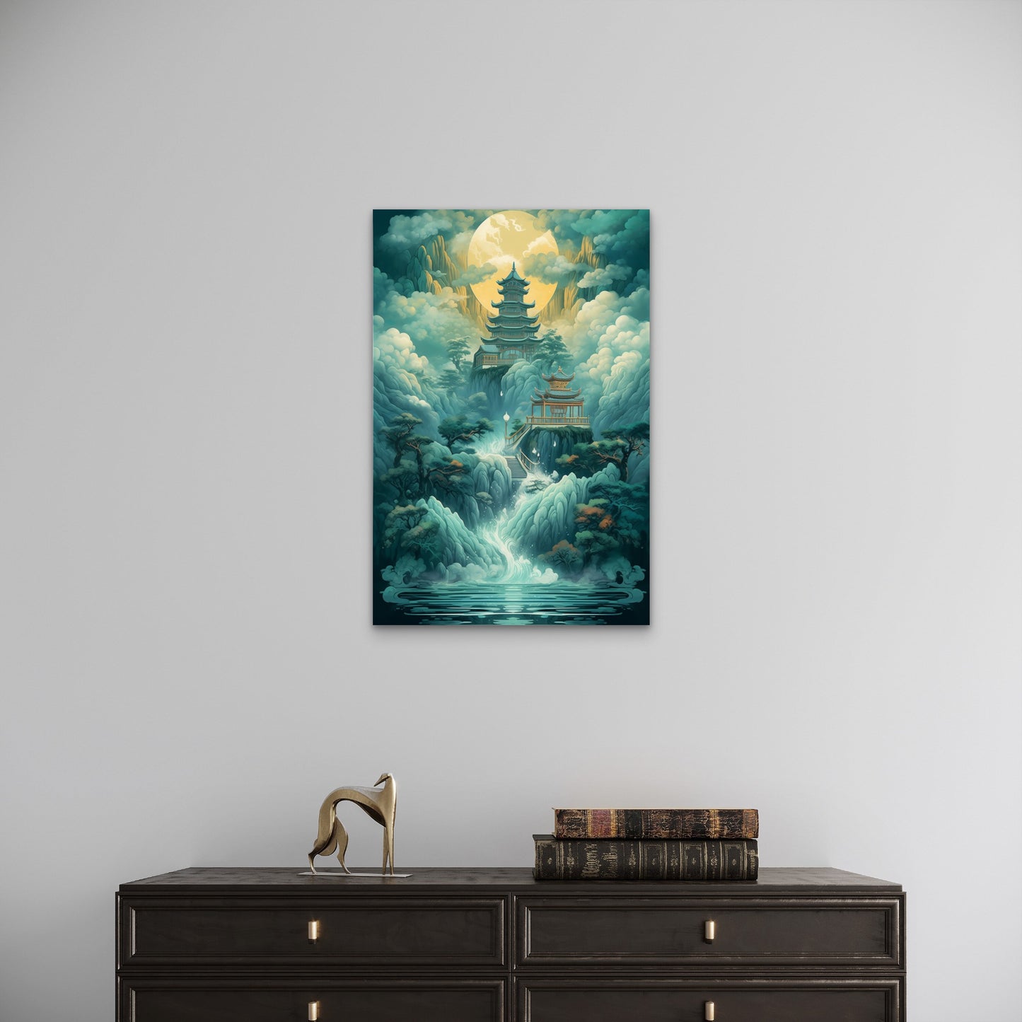 Abstract Chinese Pagoda Temple Mountain 40x60cm Metal Print Ready to Hang