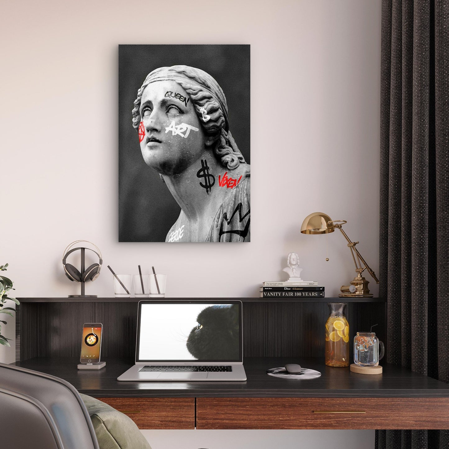 Greek Goddess Statue Graffiti Tattoos 40x60cm Metal Print Ready to Hang