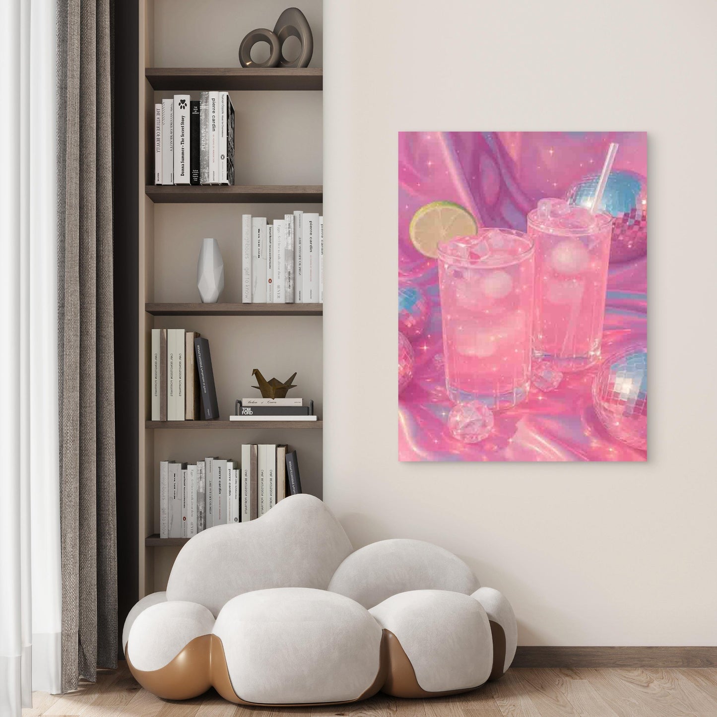Pink Disco-Themed Modern Retro 40x60cm Metal Print Ready to Hang