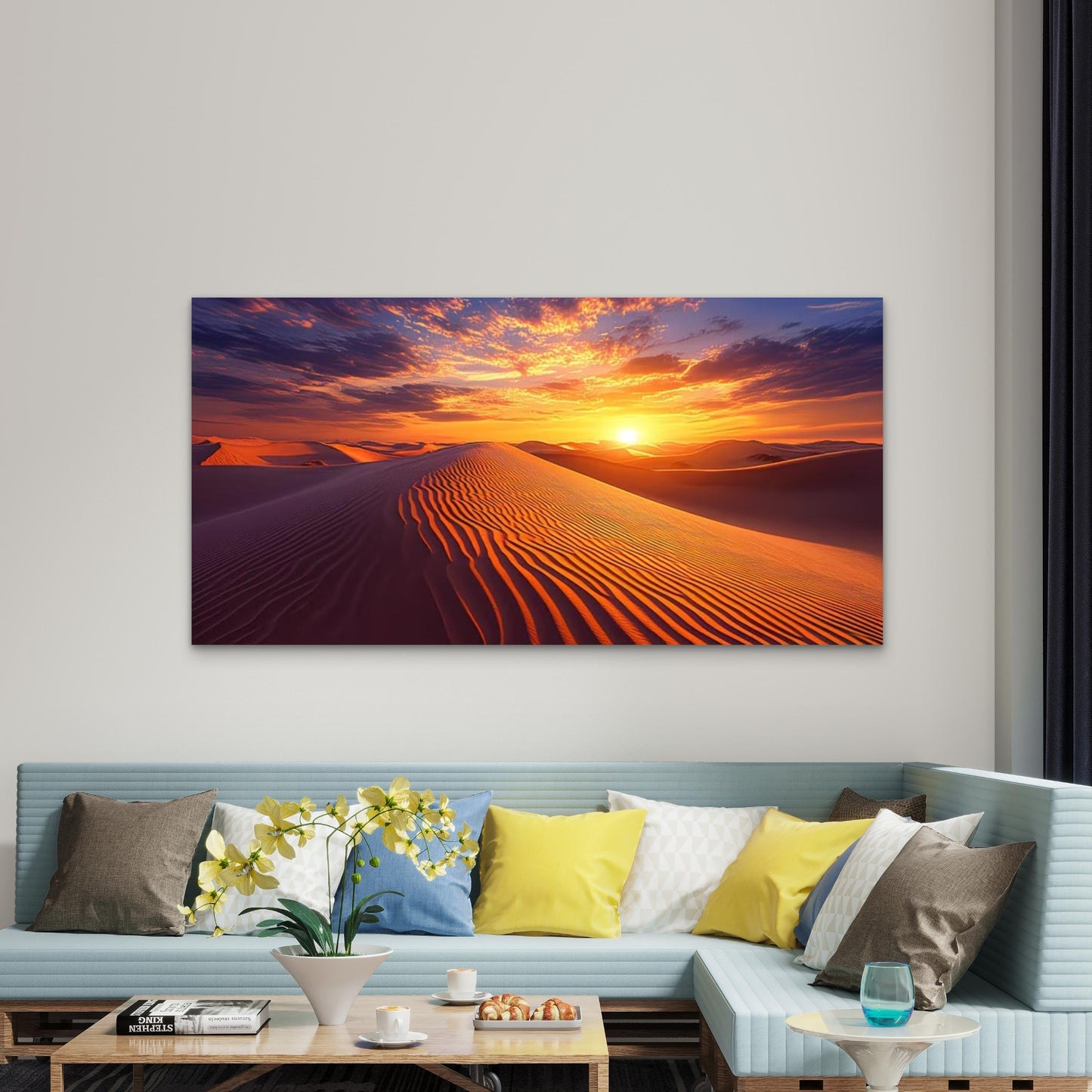 Desert Sunset Landscape Wall Art Canvas Office Home Room Framed 120x60cm - Bella Home Decor