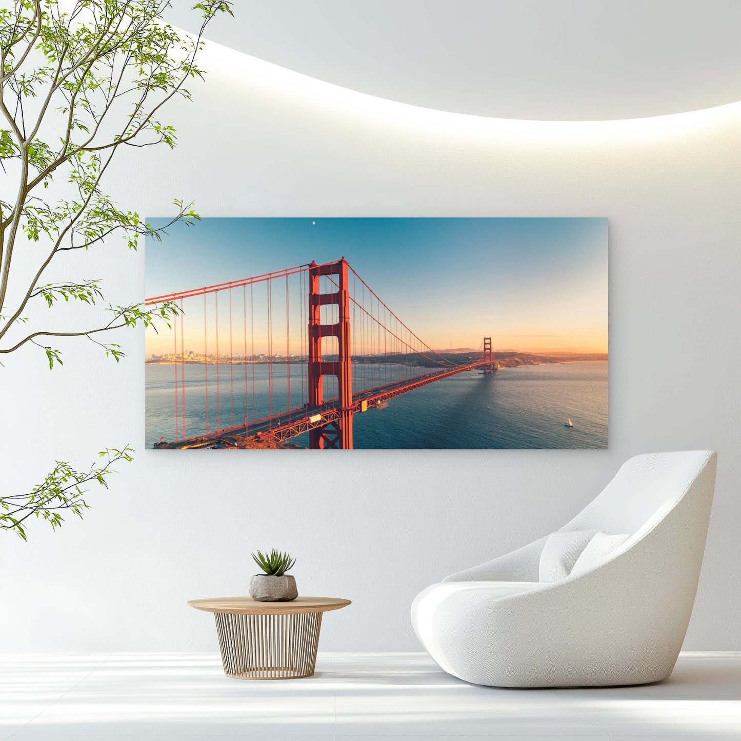 Golden Gate Bridge Sunset Wall Art Canvas Office Home Room Framed 120x60cm