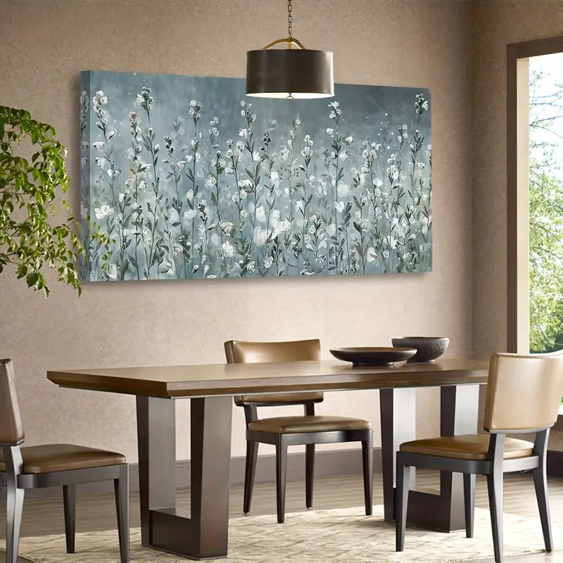 Elegant Translucent White Flowers Botanical Wall Art canvas office home room framed 120x60cm - Bella Home Decor