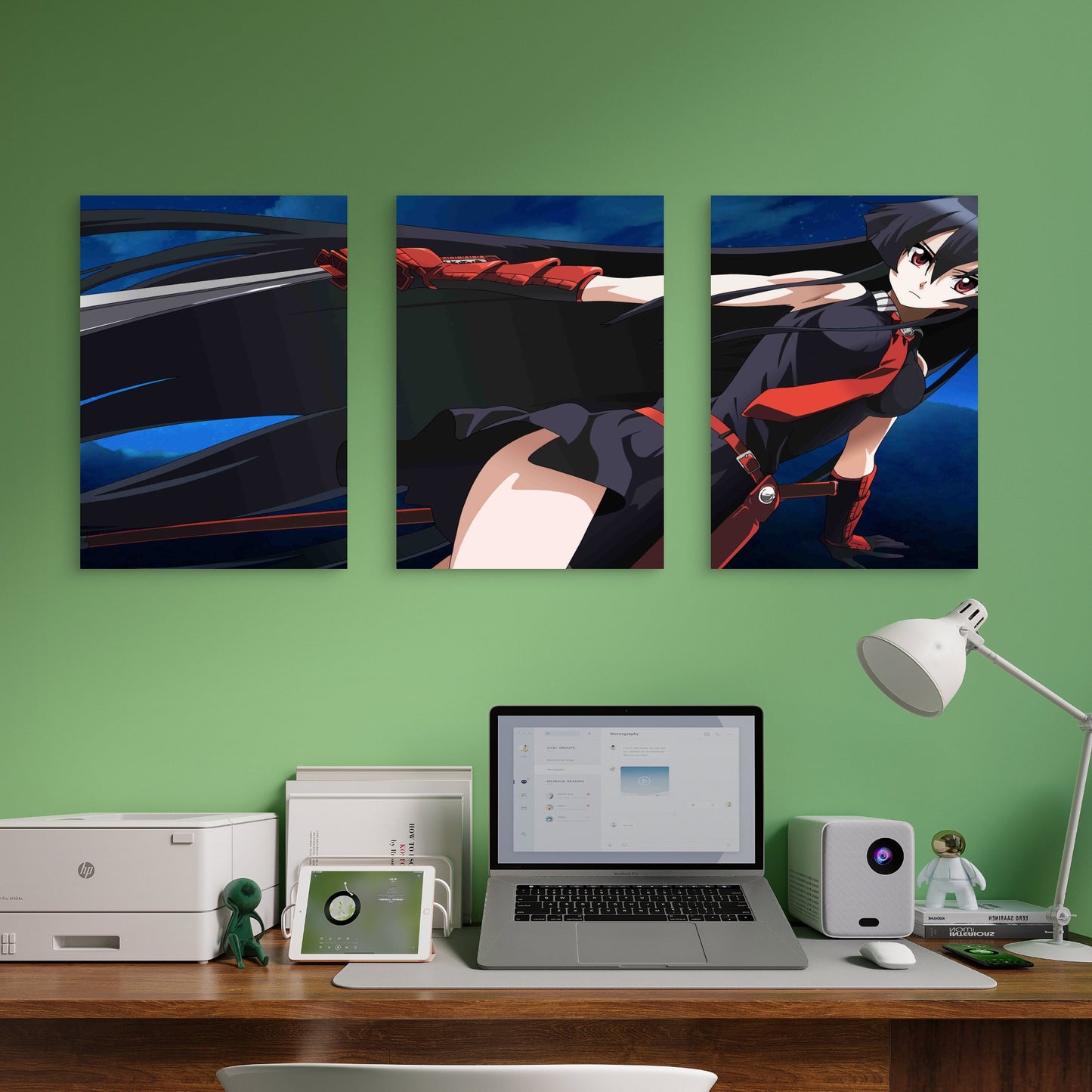 3pcs Gothic Assassin Sword Strike Metal Print Ready to Hang Art