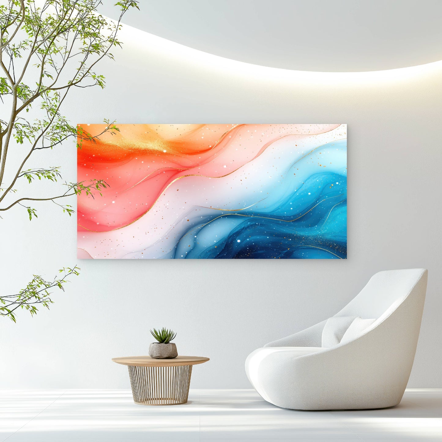 Harmony of Fire and Water Wall Art Canvas Office Home Room Framed 120x60cm - Bella Home Decor