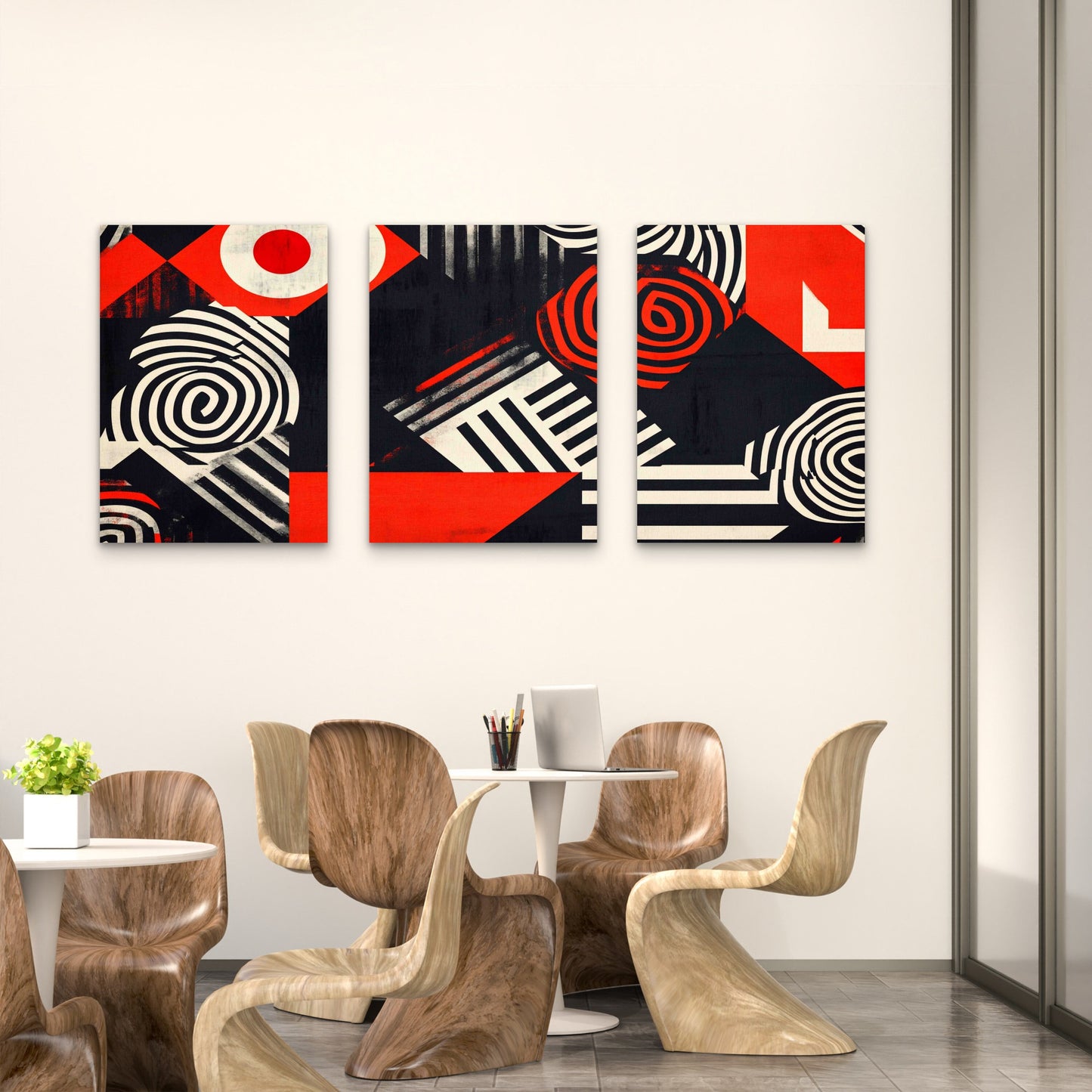3pcs Bold Abstract Geometric Pattern Metal Print Ready to Hang Art