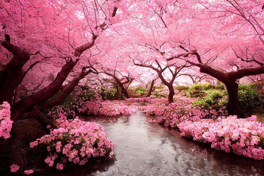 Blooming Pink Cherry Blossom Trees Home Decor Premium Quality Poster Print Choose Your Sizes - Bella Home Decor