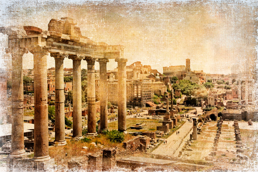 Roman Forums - Artistic Retro Styled Picture Acrylic Glass Print Tempered Glass Wall Art 100% Made in Australia Ready to Hang - Bella Home Decor