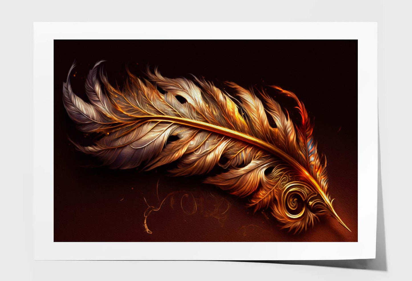 Golden Feather of The Firebird Wall Art Limited Edition High Quality Print Unframed Roll Canvas None