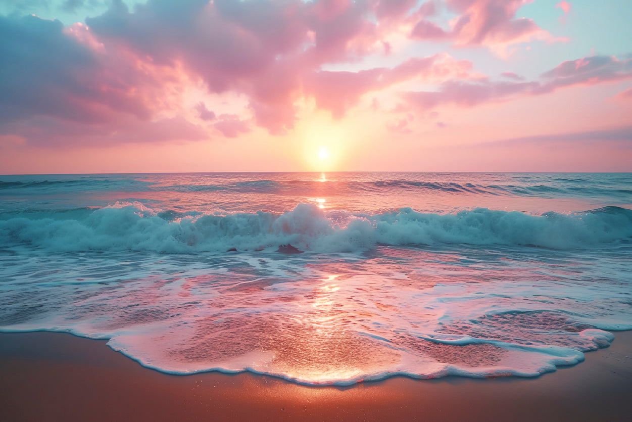 Beautiful Sunset over a Pink Sandy Beach View Home Decor Premium Quality Poster Print Choose Your Sizes - Bella Home Decor