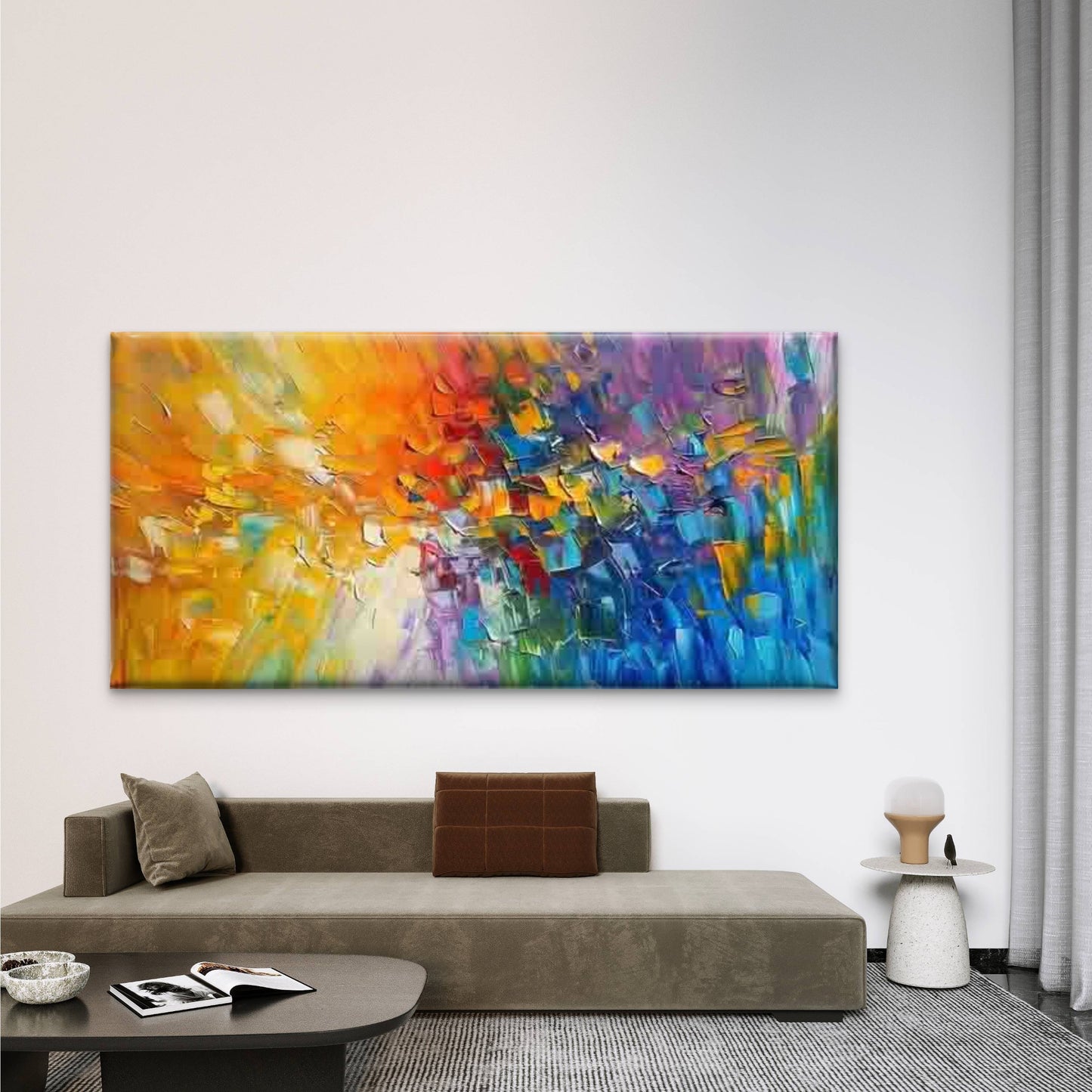 Abstract Impasto Textured Wall Art Canvas Office Home Room Framed 120x60cm