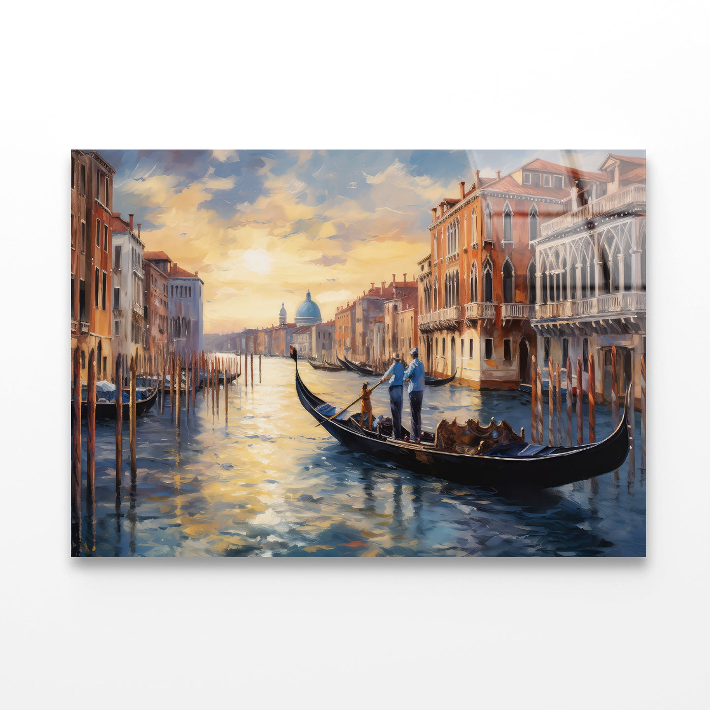 Oil Painting of Venetian Architecture & Water Canal Acrylic Glass Print Tempered Glass Wall Art 100% Made in Australia Ready to Hang