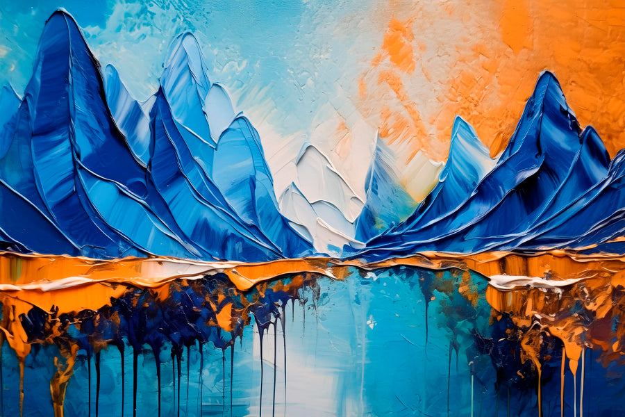 Abstract Mountain Oil Paint Acrylic Glass Print Tempered Glass Wall Art 100% Made in Australia Ready to Hang - Bella Home Decor