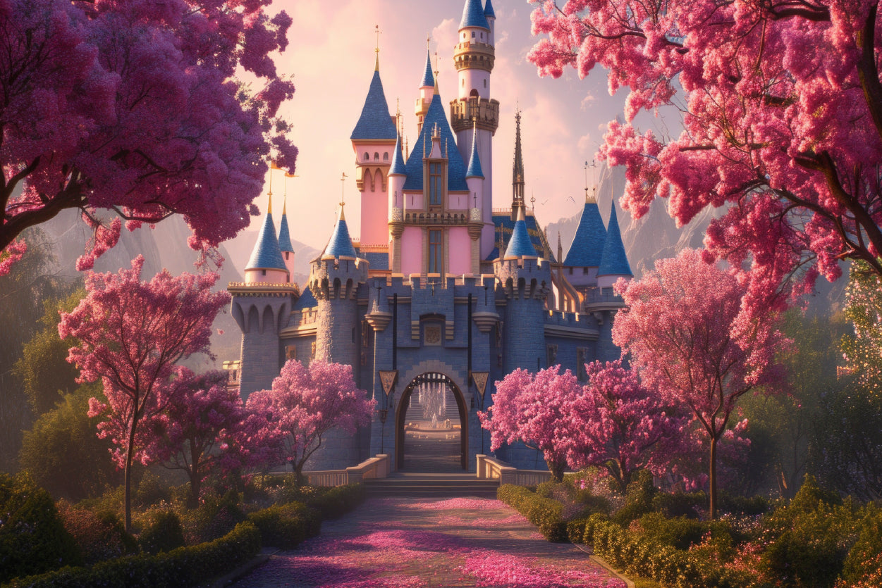 A Castle Surrounded By Trees, Sky & Flowers Home Decor Premium Quality Poster Print Choose Your Sizes - Bella Home Decor