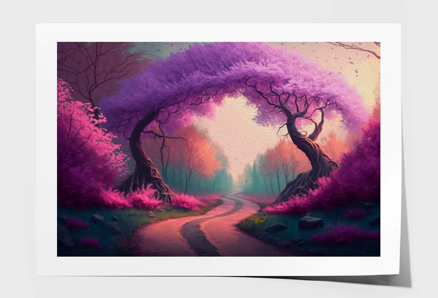 Magic Forest with Road, Beautiful Spring Wall Art Limited Edition High Quality Print Unframed Roll Canvas None