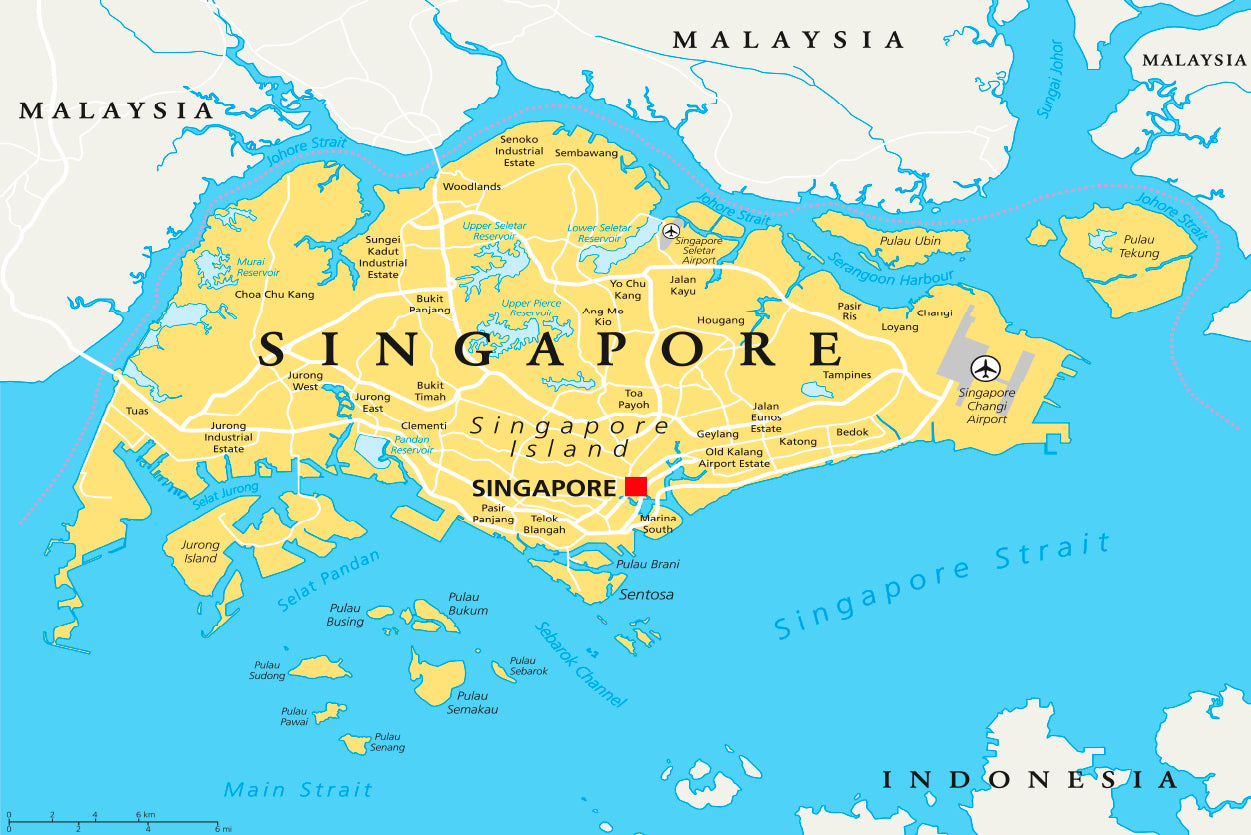 Singapore Island Political Map & Capital Home Decor Premium Quality Poster Print Choose Your Sizes - Bella Home Decor