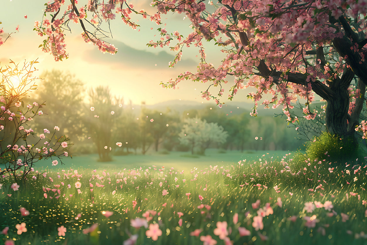 Field Of Flowers with Trees Home Decor Premium Quality Poster Print Choose Your Sizes - Bella Home Decor