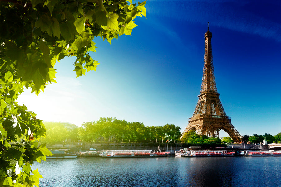 Seine In Paris with Eiffel Tower in Sunrise Time Wall Art Decor 100% Australian Made - Bella Home Decor