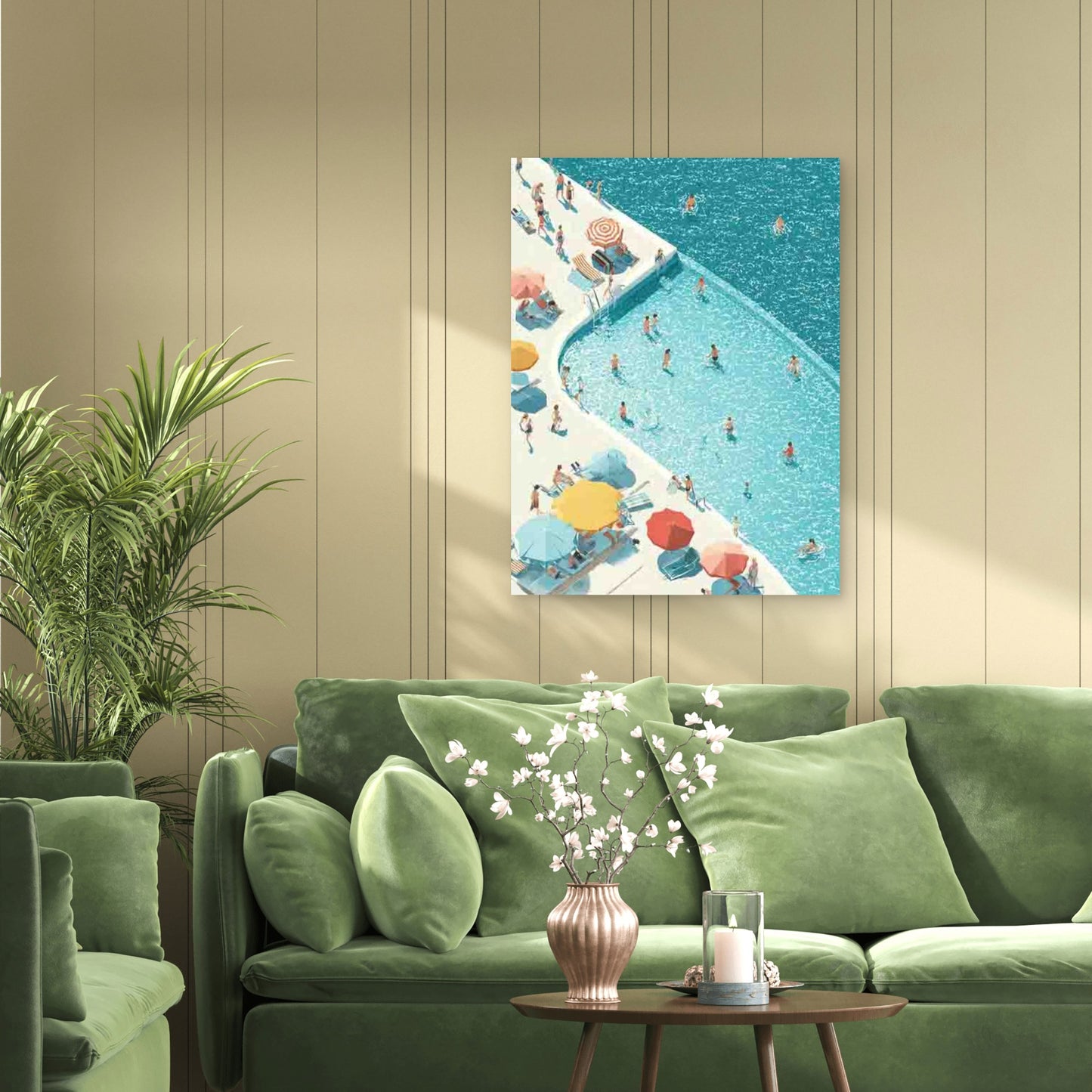 Adorable Tiny Swimmers in a Pool 40x60cm Metal Print Ready to Hang