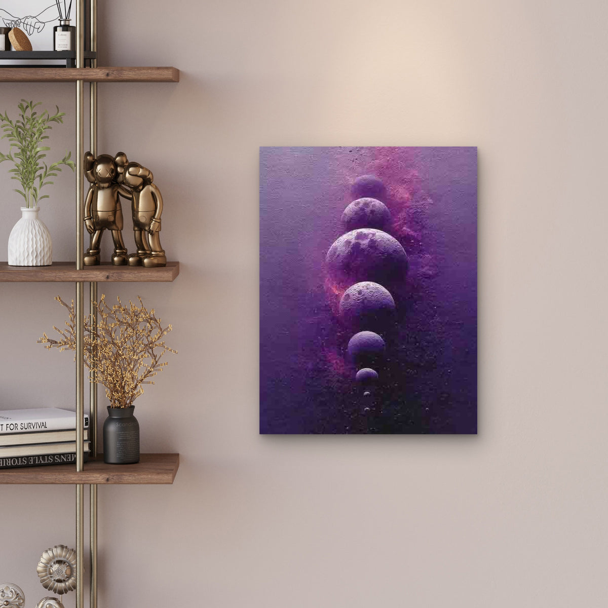 Purple & Pink Moon Phase Metal Print Ready to Hang