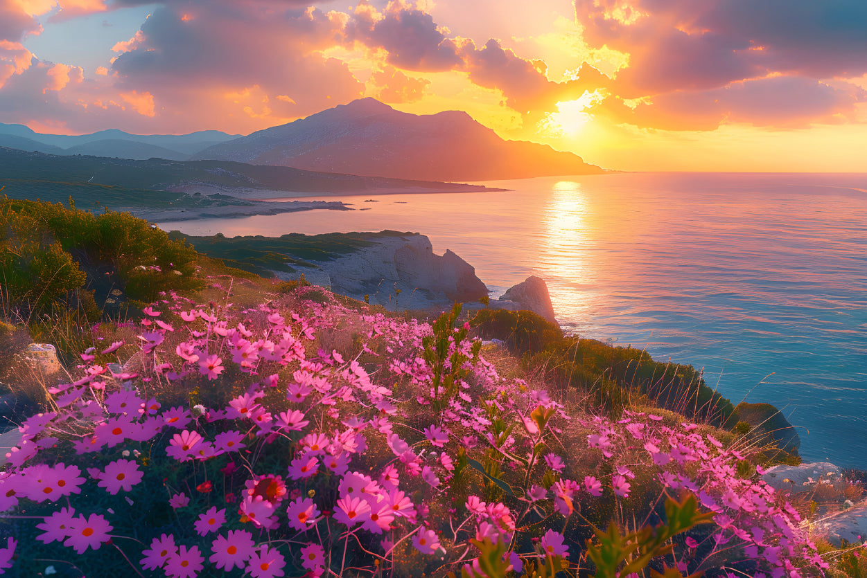 Beach, Flowers, Sky in Italy Print 100% Australian Made - Bella Home Decor