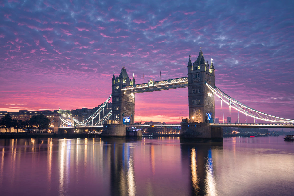Beautiful Pink Sky with Bridge Home Decor Premium Quality Poster Print Choose Your Sizes - Bella Home Decor