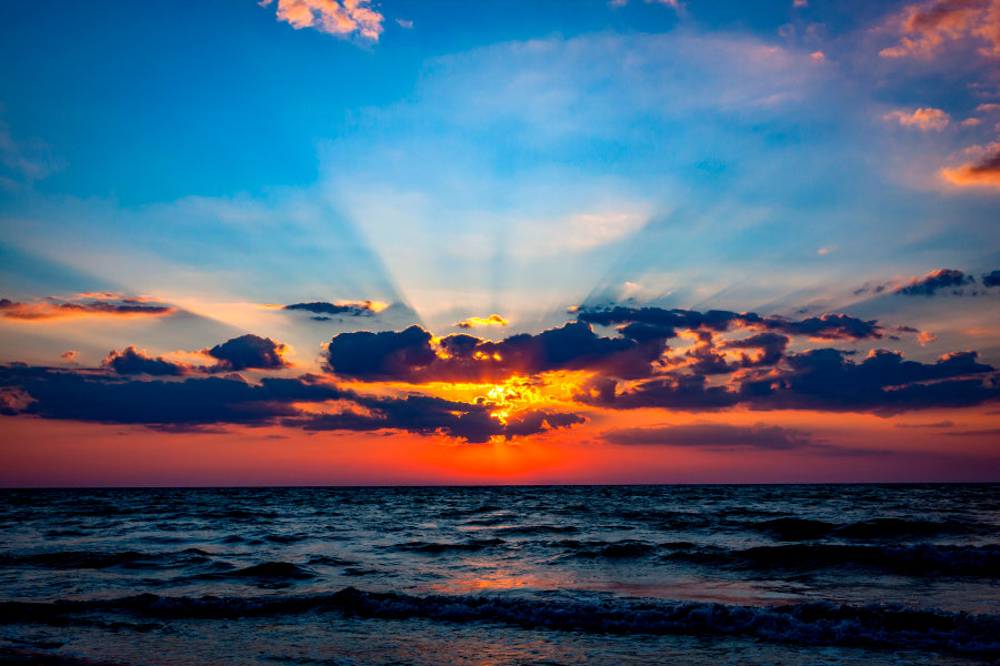 Nice Scene with Sunset Sky Over Sea Wall Art Decor 100% Australian Made - Bella Home Decor