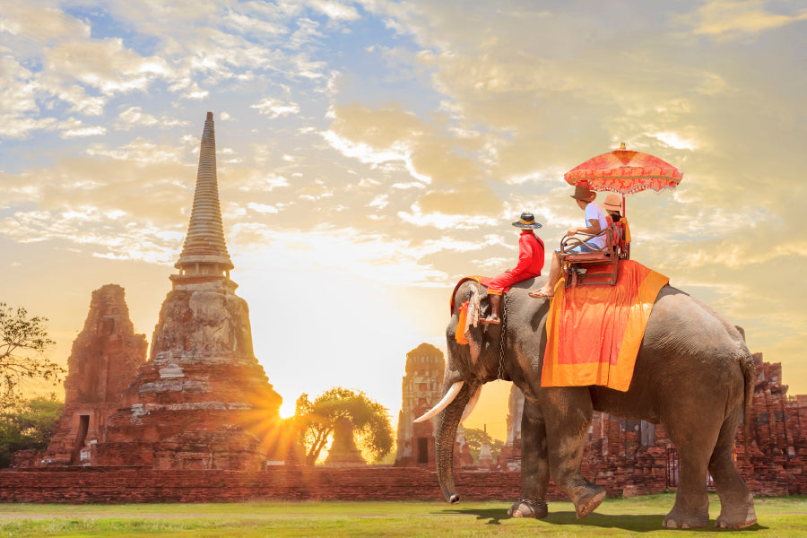 Elephant Tour Of the Ancient City in Sunrise Home Decor Premium Quality Poster Print Choose Your Sizes - Bella Home Decor